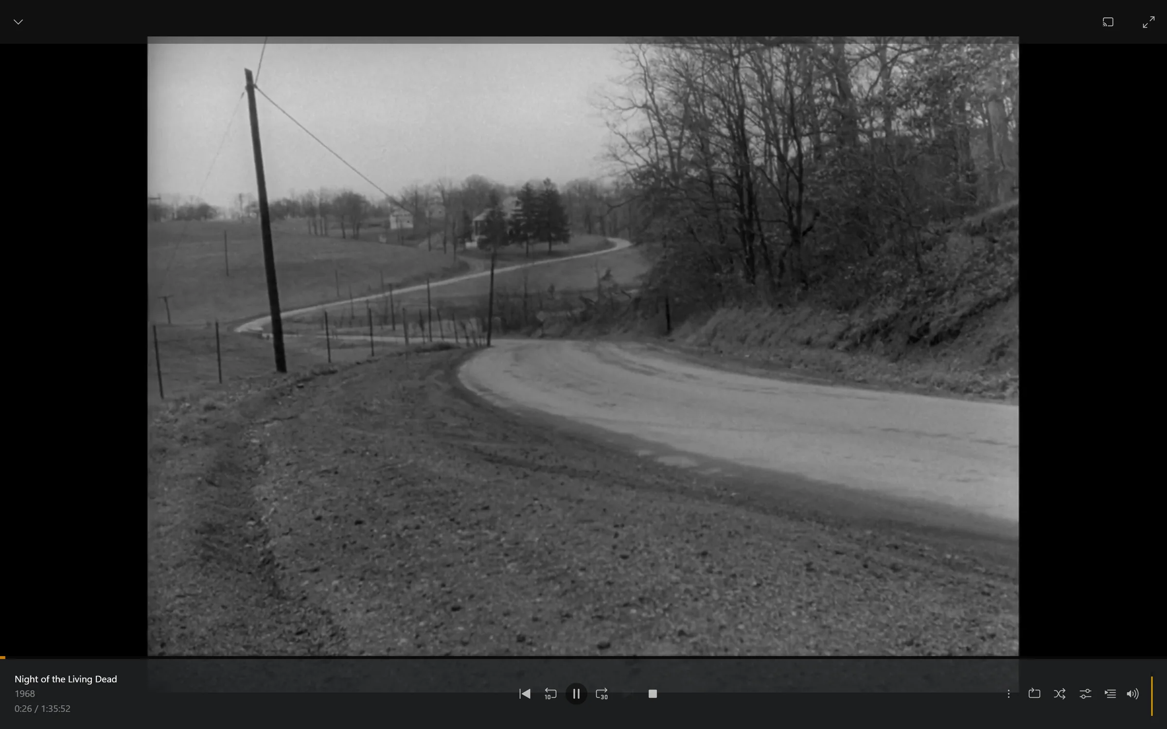 Night of the Living Dead playing in the web app player